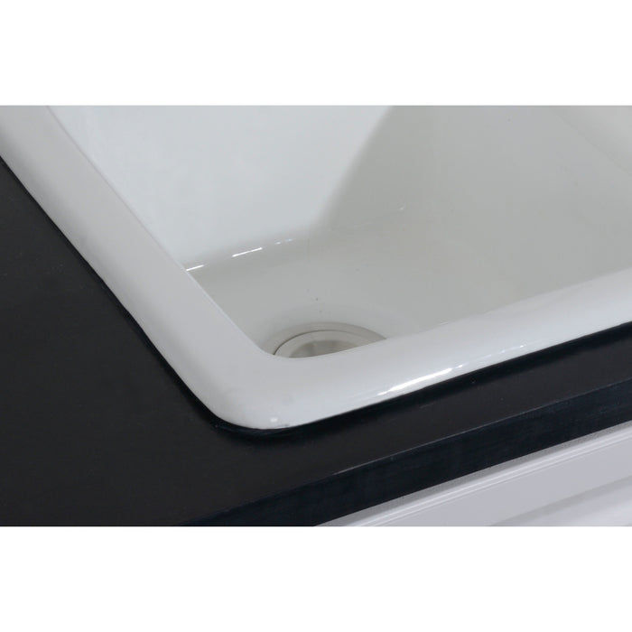 Petra Galley GT33229D4 33-Inch Cast Iron Self-Rimming Double Bowl Drop-In Kitchen Sink (4-Hole), White