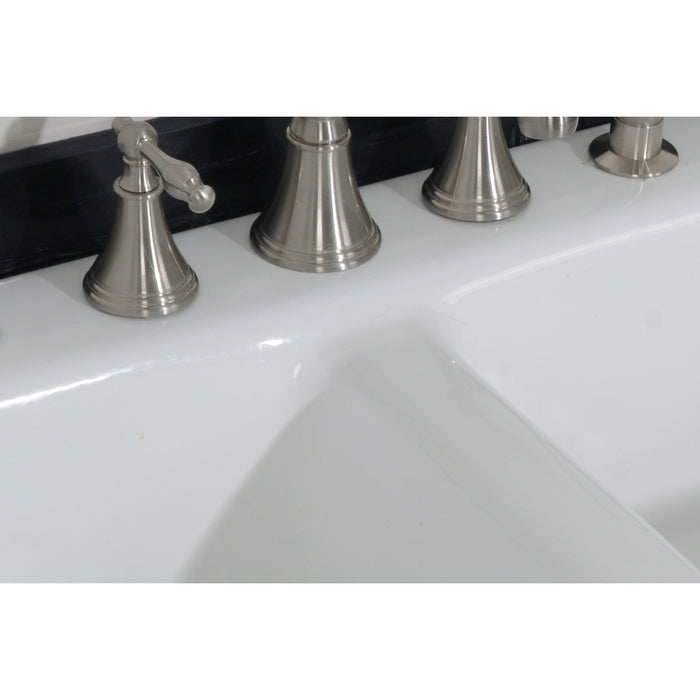 Petra Galley GT33229D4 33-Inch Cast Iron Self-Rimming Double Bowl Drop-In Kitchen Sink (4-Hole), White