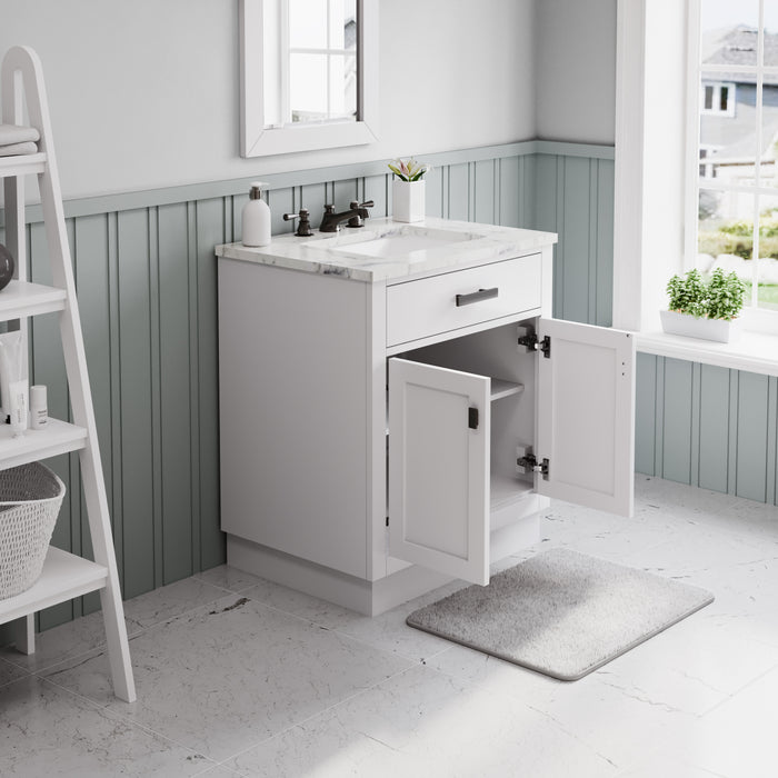 Kingston Hartford HA30CW03PW - 30 in. x 22 in. Bathroom Vanity Marble Top and White Basin, White