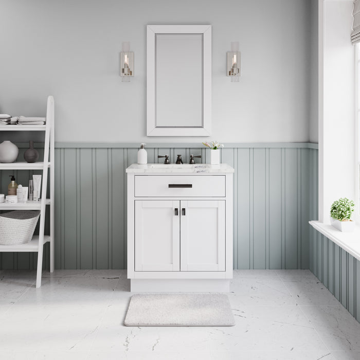 Kingston Hartford HA30CW03PW - 30 in. x 22 in. Bathroom Vanity Marble Top and White Basin, White