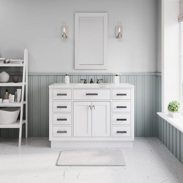 Kingston Hartford HA48CW03PW - 48 in. x 22 in. Bathroom Vanity Marble Top and White Basin, White