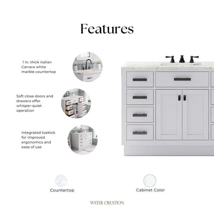 Kingston Hartford HA48CW03PW - 48 in. x 22 in. Bathroom Vanity Marble Top and White Basin, White