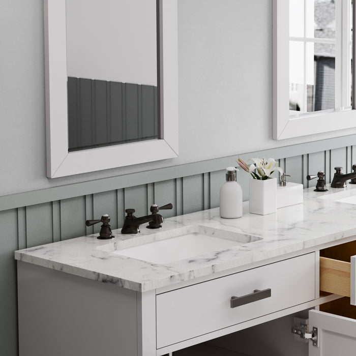Kingston Hartford HA72CW03PW - 72 in. x 22 in. Bathroom Vanity Marble Top and White Basin, White