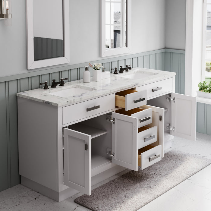 Kingston Hartford HA72CW03PW - 72 in. x 22 in. Bathroom Vanity Marble Top and White Basin, White