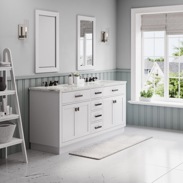Kingston Hartford HA72CW03PW - 72 in. x 22 in. Bathroom Vanity Marble Top and White Basin, White