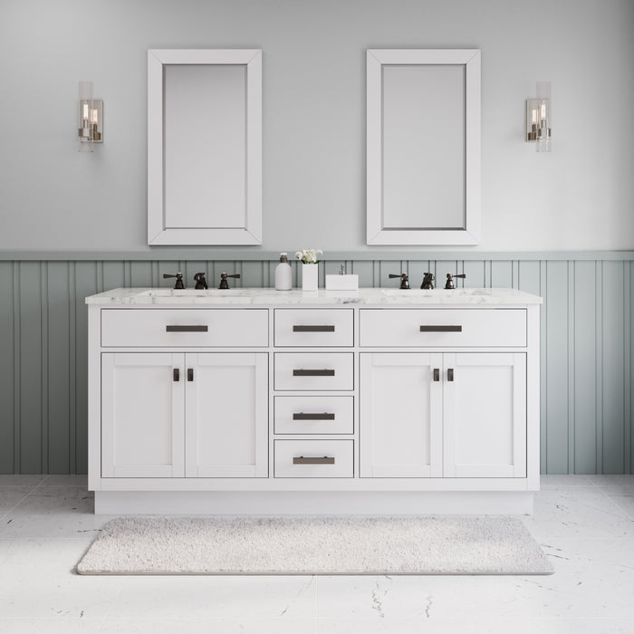 Kingston Hartford HA72CW03PW - 72 in. x 22 in. Bathroom Vanity Marble Top and White Basin, White