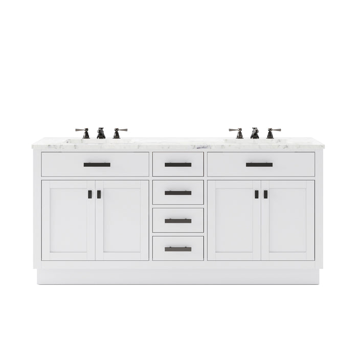 Kingston Hartford HA72CW03PW - 72 in. x 22 in. Bathroom Vanity Marble Top and White Basin, White