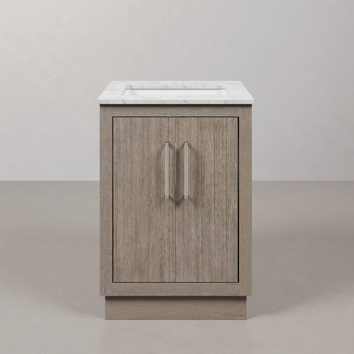 Kingston Hugo HU24CW01GK - 24 in. x 22 in. Bathroom Vanity Marble Top and White Basin, Grey Oak