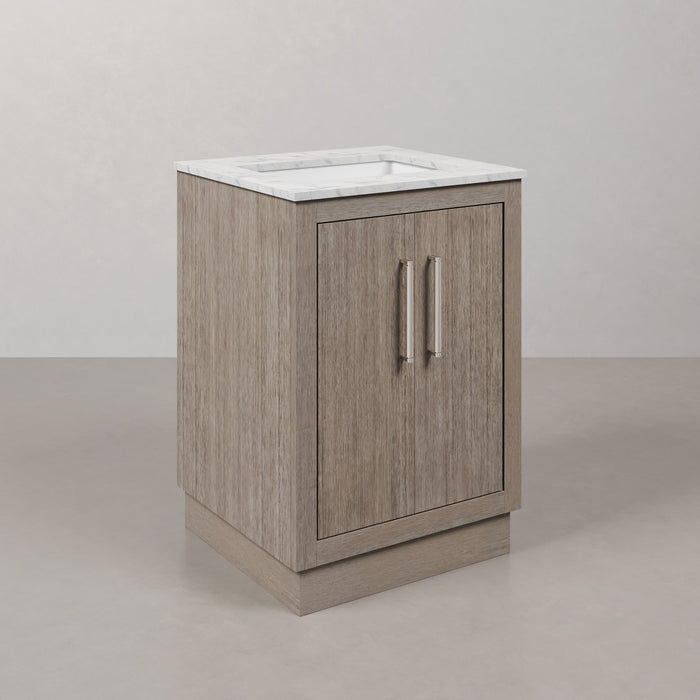 Kingston Hugo HU24CW01GK - 24 in. x 22 in. Bathroom Vanity Marble Top and White Basin, Grey Oak