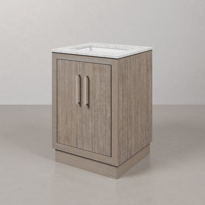 Kingston Hugo HU24CW01GK - 24 in. x 22 in. Bathroom Vanity Marble Top and White Basin, Grey Oak