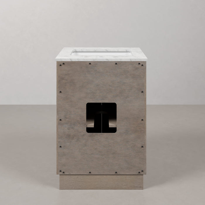 Kingston Hugo HU24CW06GK - 24 in. x 22 in. Bathroom Vanity Marble Top and White Basin, Grey Oak