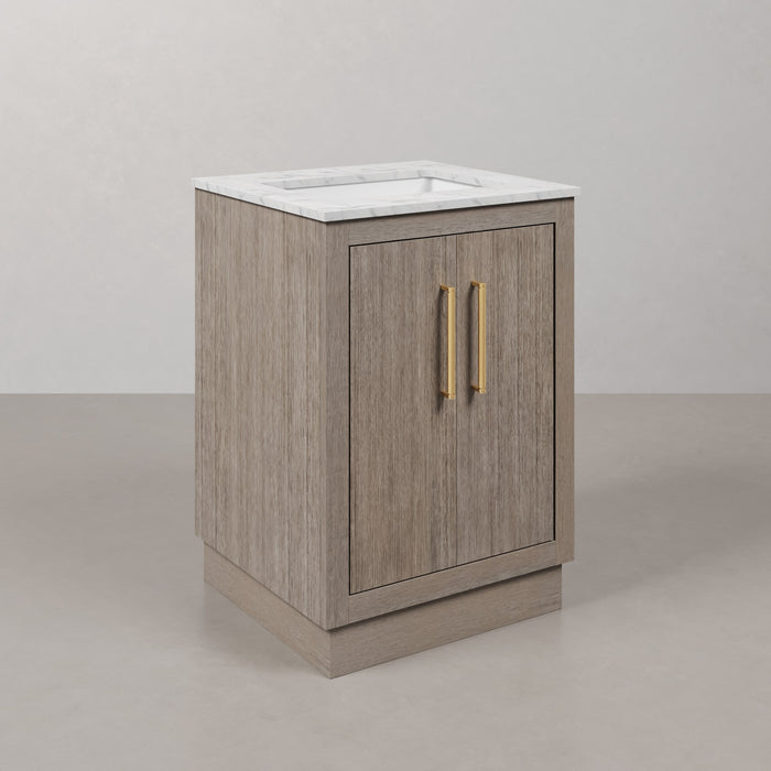 Kingston Hugo HU24CW06GK - 24 in. x 22 in. Bathroom Vanity Marble Top and White Basin, Grey Oak