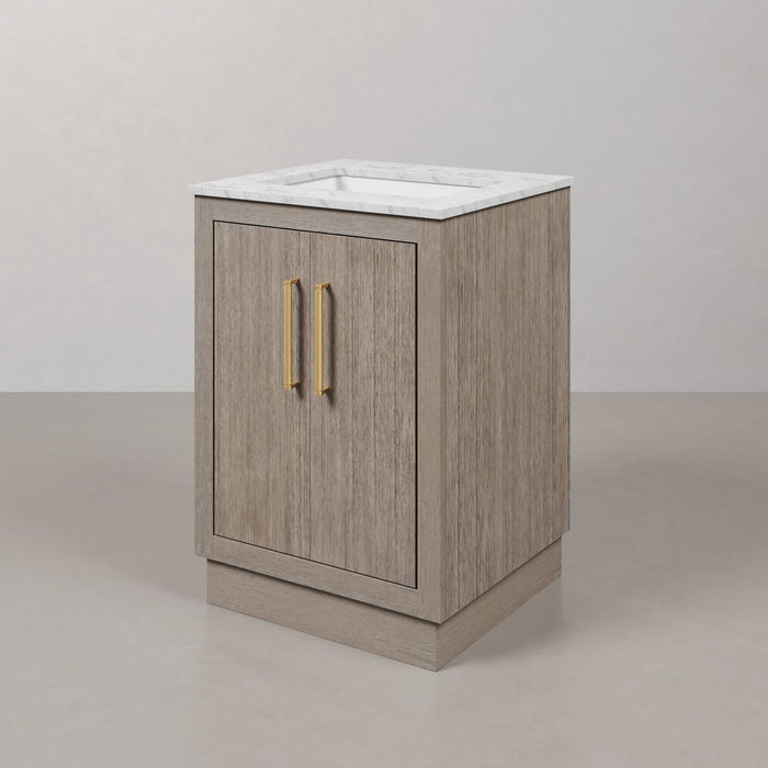 Kingston Hugo HU24CW06GK - 24 in. x 22 in. Bathroom Vanity Marble Top and White Basin, Grey Oak