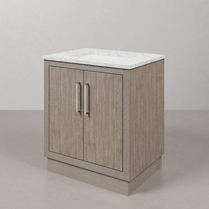 Kingston Hugo HU30CW01GK - 30 in. x 22 in. Bathroom Vanity Marble Top and White Basin, Grey Oak