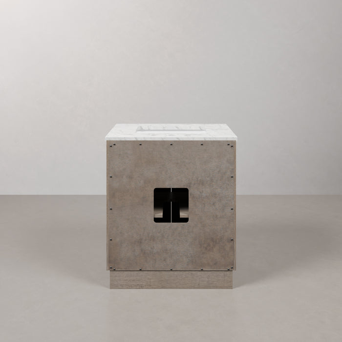 Kingston Hugo HU30CW01GK - 30 in. x 22 in. Bathroom Vanity Marble Top and White Basin, Grey Oak