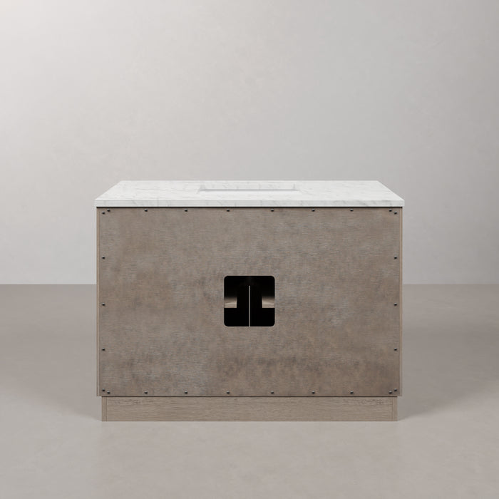 Kingston Hugo HU48CW06GK - 48 in. x 22 in. Bathroom Vanity Marble Top and White Basin, Grey Oak