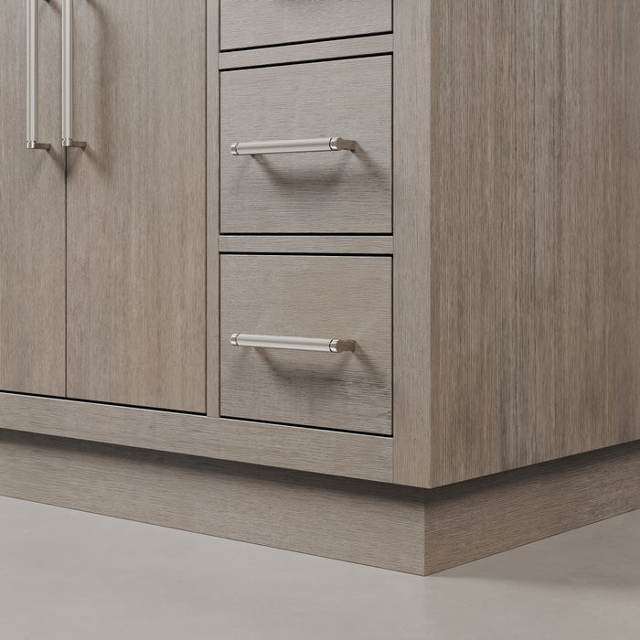 Kingston Hugo HU48CW01GK - 48 in. x 22 in. Bathroom Vanity Marble Top and White Basin, Grey Oak