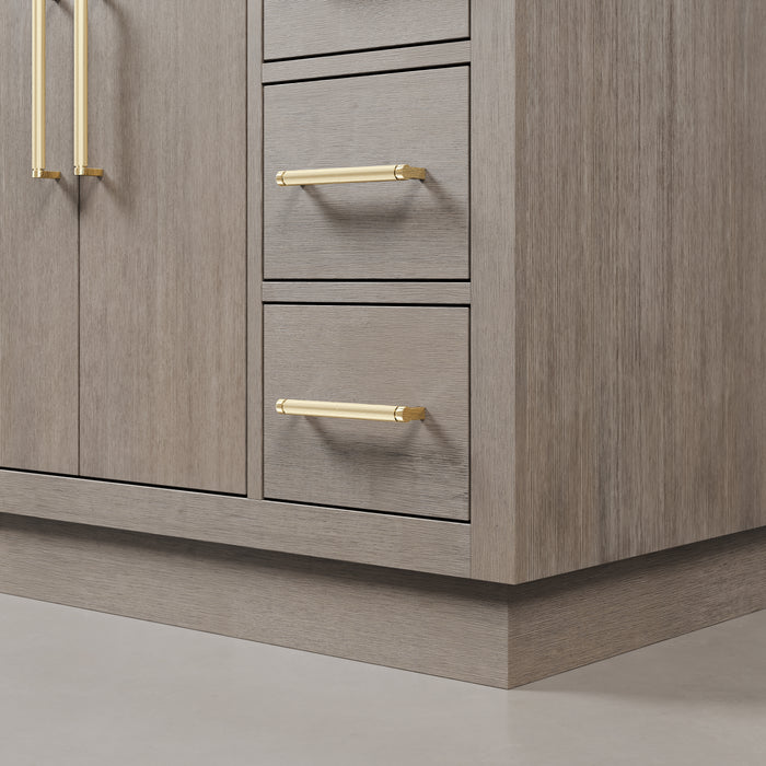 Kingston Hugo HU48CW06GK - 48 in. x 22 in. Bathroom Vanity Marble Top and White Basin, Grey Oak