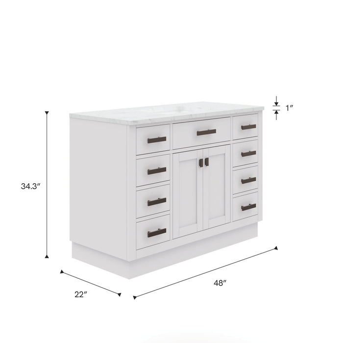 Kingston Hartford HA48CW03PW - 48 in. x 22 in. Bathroom Vanity Marble Top and White Basin, White