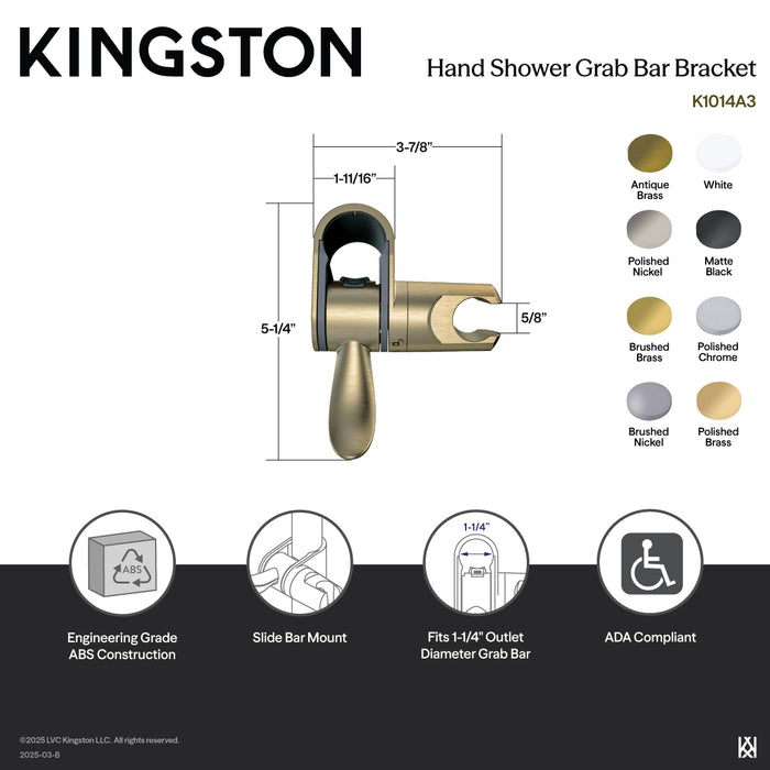 Kingston Complement K1014A3 Hand Shower Grab Bar Bracket, Antique Brass