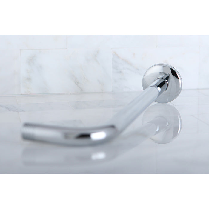 Kingston Claremont K112A1 12-Inch J-Shaped Rain Drop Shower Arm with Round Flange, Polished Chrome