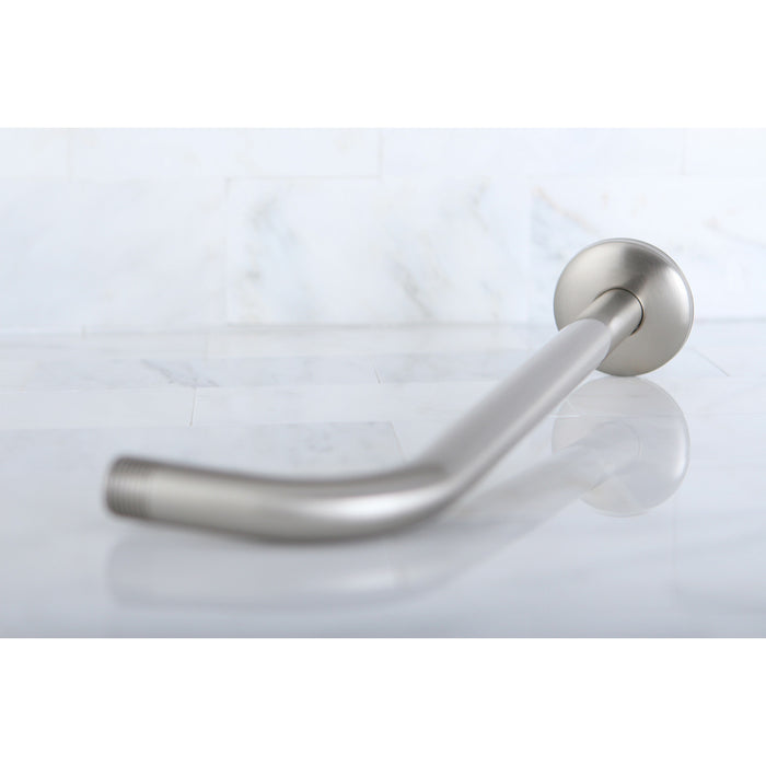 Kingston Claremont K112A8 12-Inch J-Shaped Rain Drop Shower Arm with Round Flange, Brushed Nickel