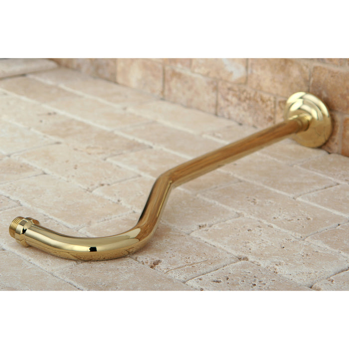 Shower Scape K117C2 17-Inch Sheppard's Hook Rain Drop Shower Arm with Flange, Polished Brass