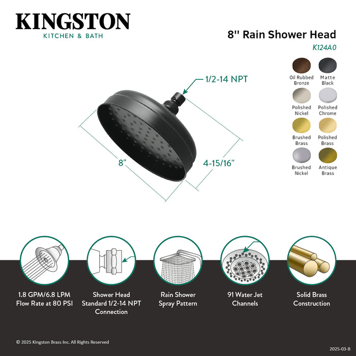 Kingston Heirloom K124A7 - Victorian 8-Inch Round Raindrop Brass Shower Head, Brushed Brass