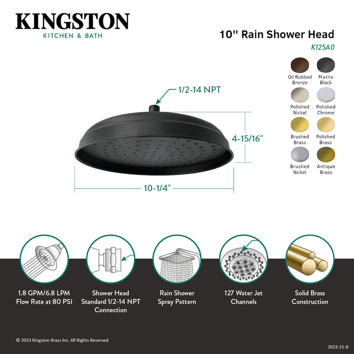 Kingston Heirloom K125A5 - Victorian 10-Inch Round Raindrop Brass Shower Head, Oil Rubbed Bronze