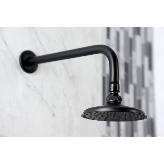 Victorian K135A0CK 5-1/4-Inch Round Raindrop Brass Shower Head with 12-Inch Shower Arm, Matte Black