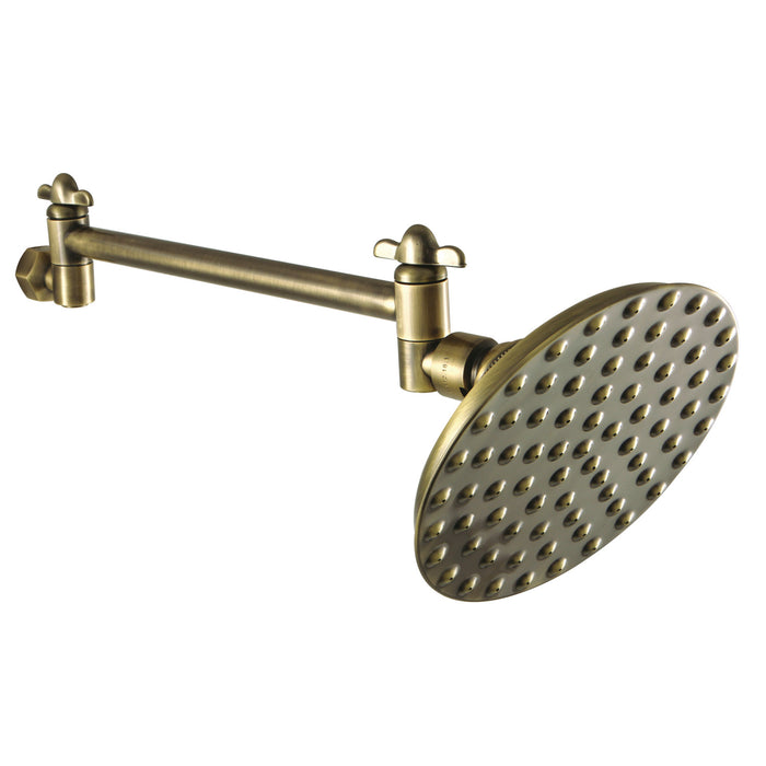 Kingston Heirloom K135K3 - Victorian 5-1/4-Inch Round Raindrop Brass Shower Head with 10-Inch High-Low Shower Arm, Antique Brass