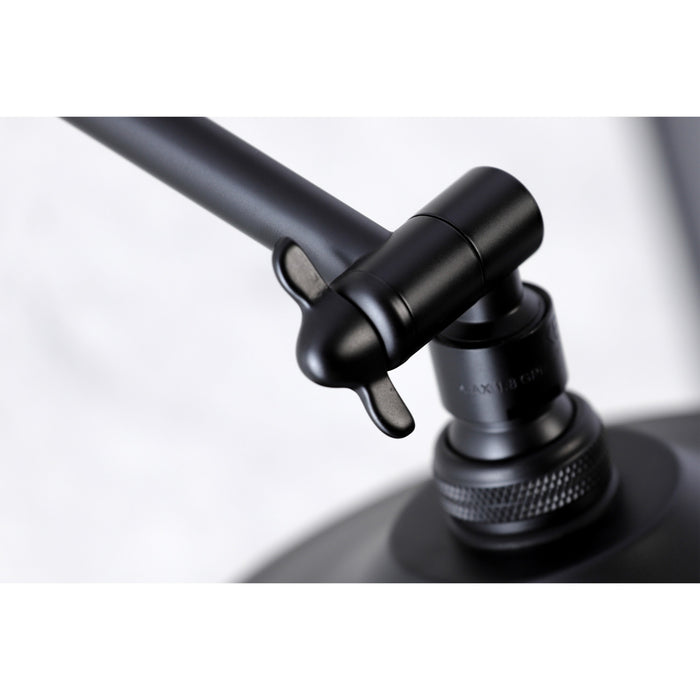Kingston Heirloom K136K0MB - Victorian 7-3/4 Inch Round Raindrop Brass Shower Head with 10-Inch High-Low Adjustable Shower Arm, Matte Black