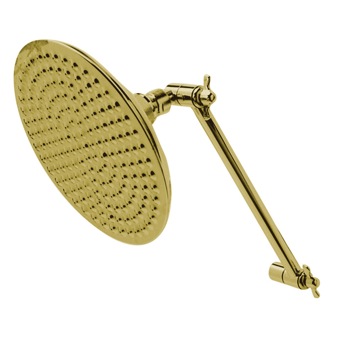 Kingston Heirloom K136K2 - Victorian 7-3/4 Inch Round Raindrop Brass Shower Head with 10-Inch High-Low Adjustable Shower Arm, Polished Brass
