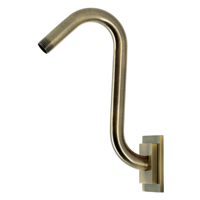 Kingston Claremont K152AK33 S-Shape Shower Arm with Square Flange, Antique Brass