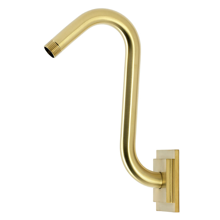 Kingston Claremont K152AK37 S-Shape Shower Arm with Square Flange, Brushed Brass