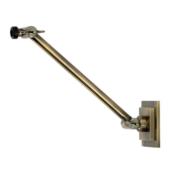 Kingston Claremont K153AK33 10-Inch Adjustable High-Low Shower Arm with Square Flange, Antique Brass