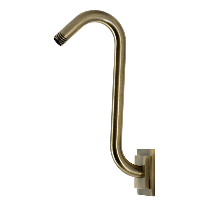 Kingston Claremont K159AK33 S-Shape Shower Arm with Square Flange, Antique Brass
