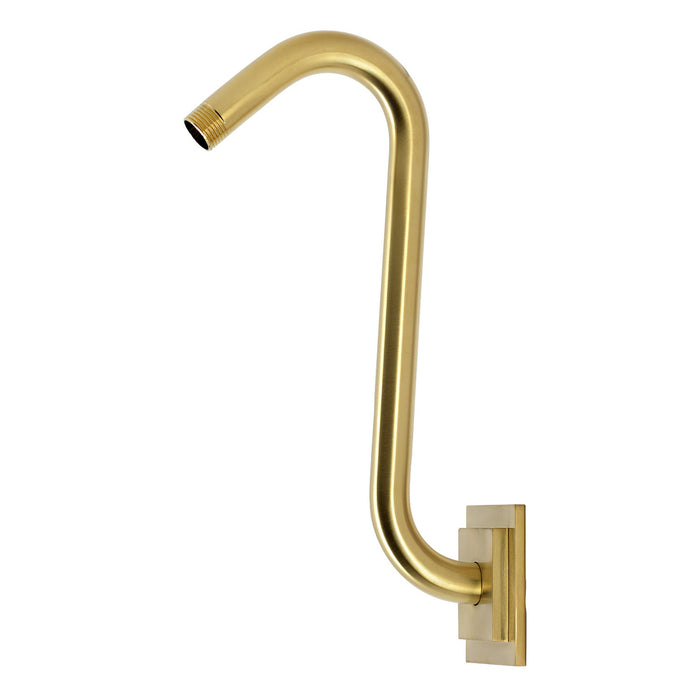 Kingston Claremont K159AK37 S-Shape Shower Arm with Square Flange, Brushed Brass