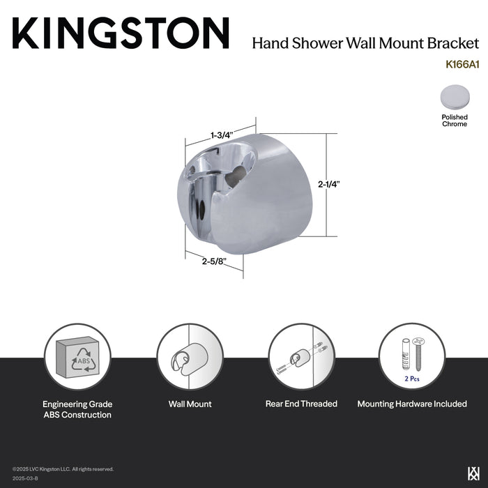 Kingston Vilbosch K166A1 Hand Shower Wall Mount Bracket, Polished Chrome