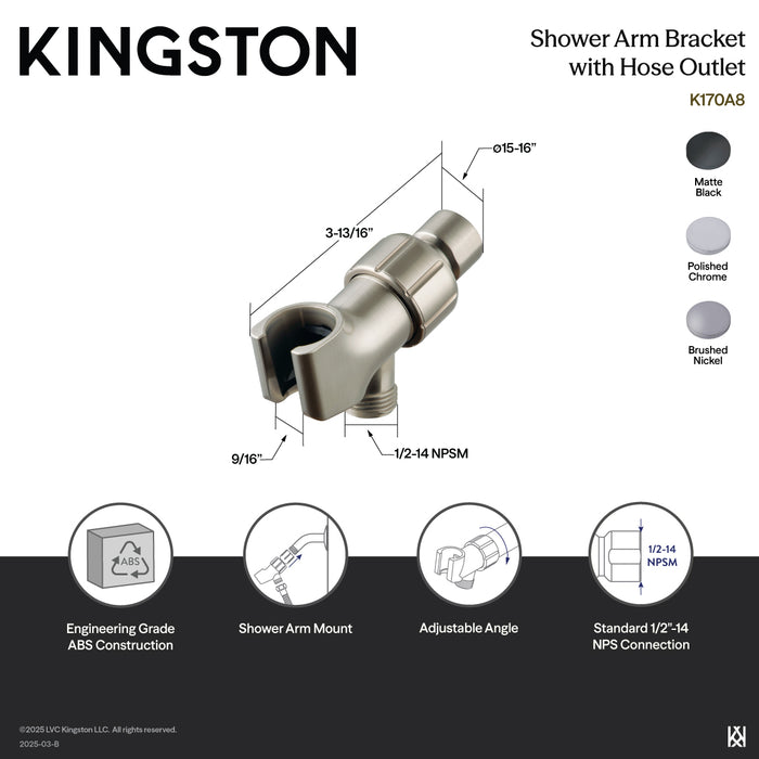 Kingston Trimscape K170A1 Shower Arm Bracket with Hose Outlet, Polished Chrome