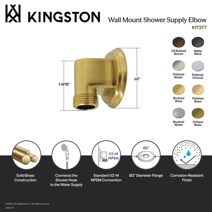 Kingston Heirloom K173T0 - Trimscape Wall Mount Supply Elbow, Matte Black