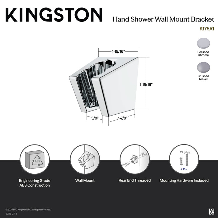 Kingston Trimscape K175A8 Handheld Shower Wall Mount Bracket, Brushed Nickel