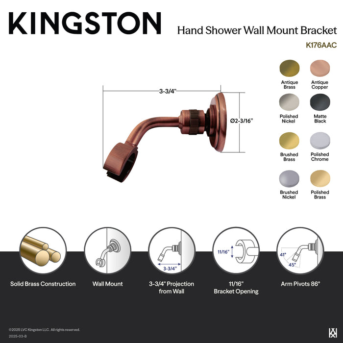 Kingston Heritage K176A8 Hand Shower Wall Mount Bracket, Brushed Nickel