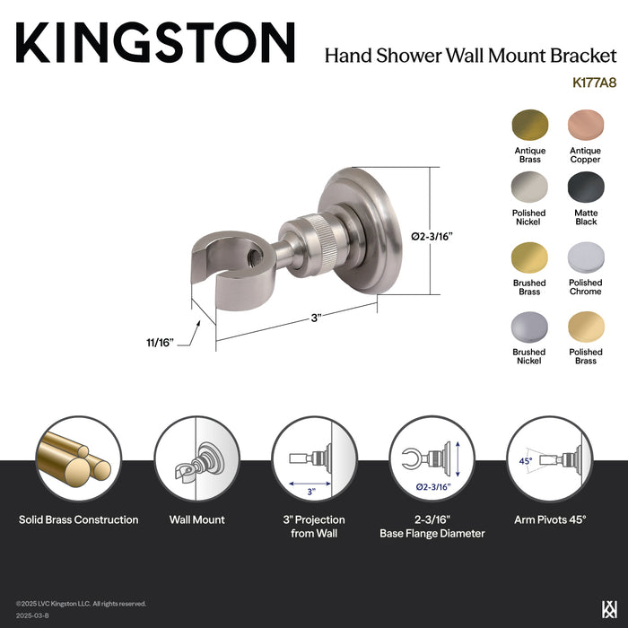 Kingston Heritage K177A3 Hand Shower Wall Mount Bracket, Antique Brass