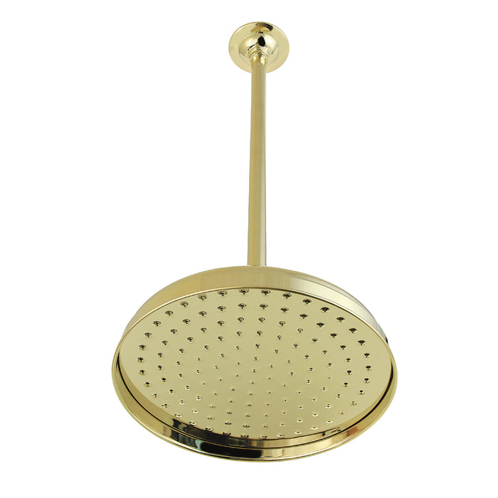 Kingston Heirloom K225K22 - Trimscape 10-Inch Round Raindrop Brass Shower Head with 17-Inch Ceiling Mounted Shower Arm, Polished Brass