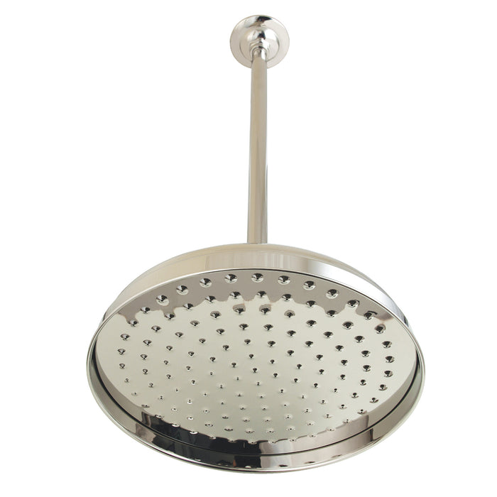 Kingston Heirloom K225K26 - Trimscape 10-Inch Round Raindrop Brass Shower Head with 17-Inch Ceiling Mounted Shower Arm, Polished Nickel