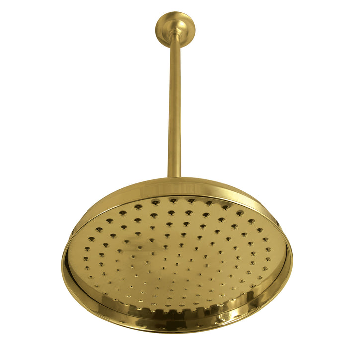 Kingston Heirloom K225K27 - Trimscape 10-Inch Round Raindrop Brass Shower Head with 17-Inch Ceiling Mounted Shower Arm, Brushed Brass