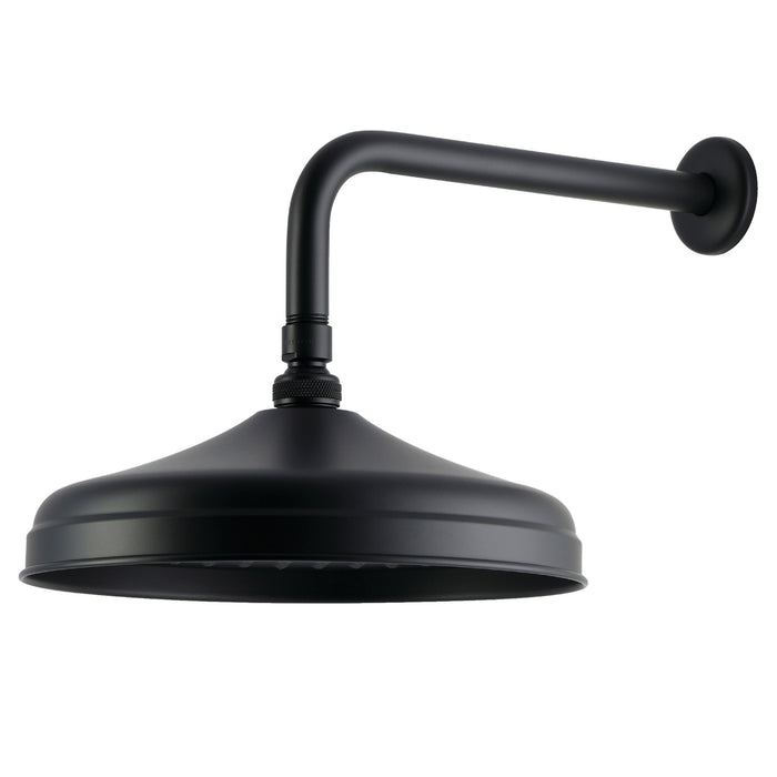 Kingston Trimscape K225K30 10-Inch Round Raindrop Brass Shower Head with 12-Inch Shower Arm, Matte Black
