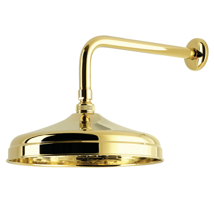 Kingston Trimscape K225K32 10-Inch Round Raindrop Brass Shower Head with 12-Inch Shower Arm, Polished Brass