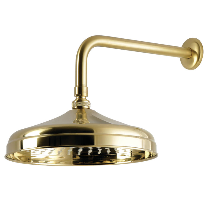 Kingston Trimscape K225K37 10-Inch Round Raindrop Brass Shower Head with 12-Inch Shower Arm, Brushed Brass